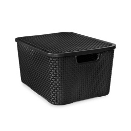 CAJA ORGANIZADORA TIPO RATTAN C/TAPA NEGRO