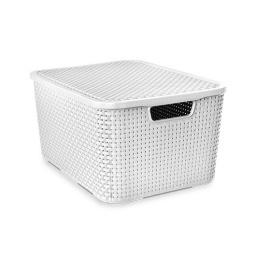 CAJA ORGANIZADORA TIPO RATTAN C/TAPA BLANCO