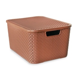 CAJA ORGANIZADORA TIPO RATTAN MARRON