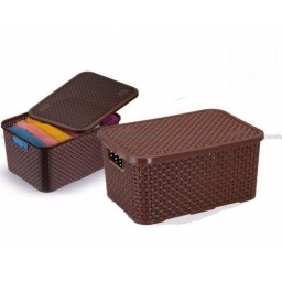 CAJA ORGANIZADORA RATTAN C/TAPA MARRON